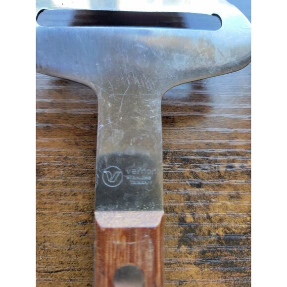 Vintage Vernon Stainless Steel Cheese Slicer/Server - Wood Handle - Taiwan - Picture 5 of 8